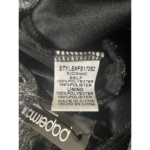 Papermoon Zip Up Back Glittery Ruffles Miniskirt Black Silver Size Small - Picture 5 of 5